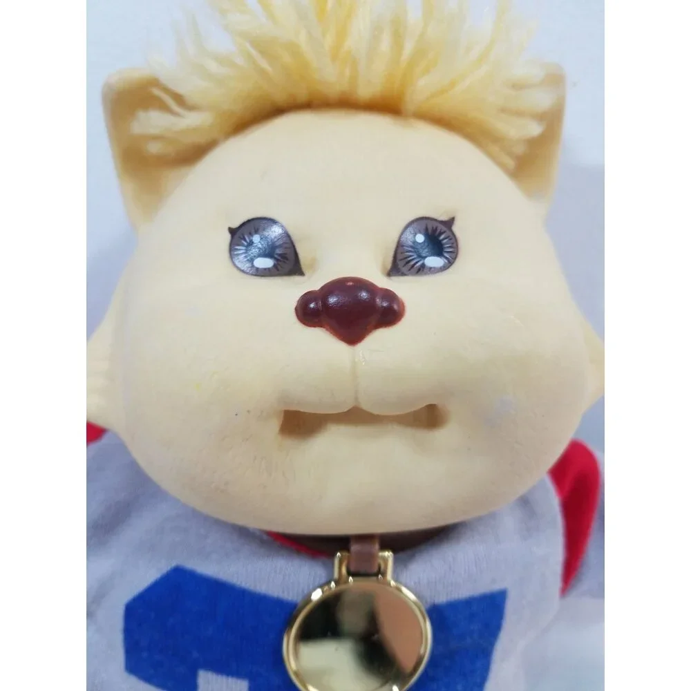Cabbage Patch Kids Koosas Cat 14in Plush Doll Sweats Red Gray 1983 CPK Outfit